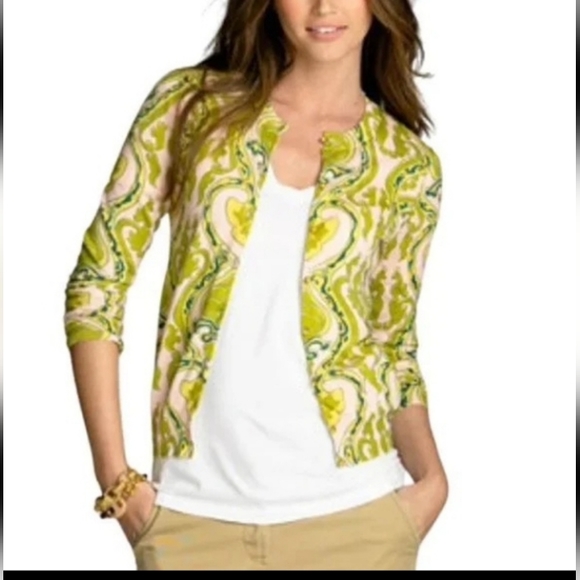 J. Crew Paisley Print Jewel Button Cardigan Sz Medium - Picture 7 of 8